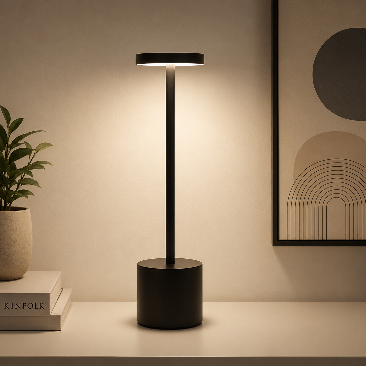 Lampe de Table Minimaliste - Intensité Réglable et Sans Fil