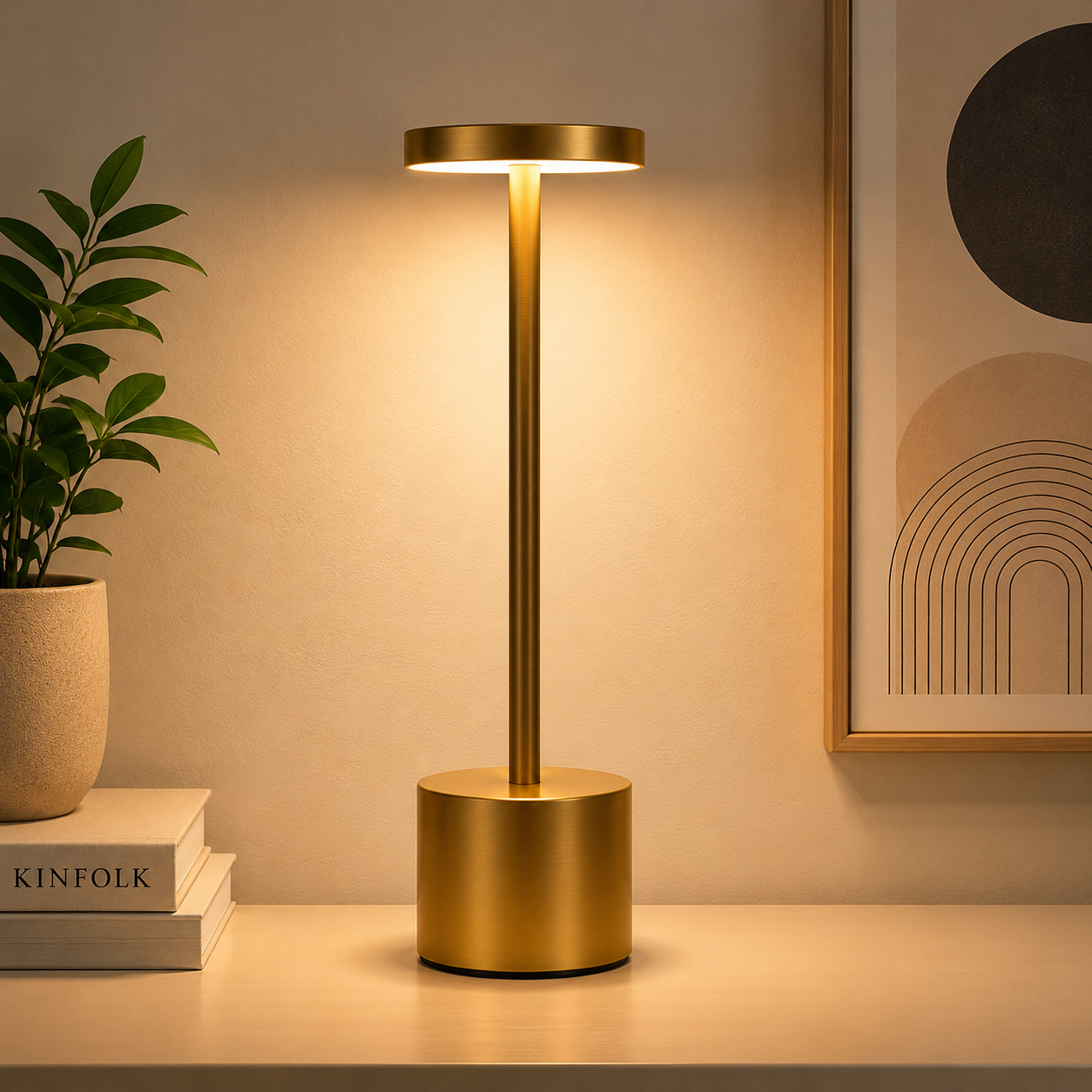 Lampe de Table Minimaliste - Intensité Réglable et Sans Fil